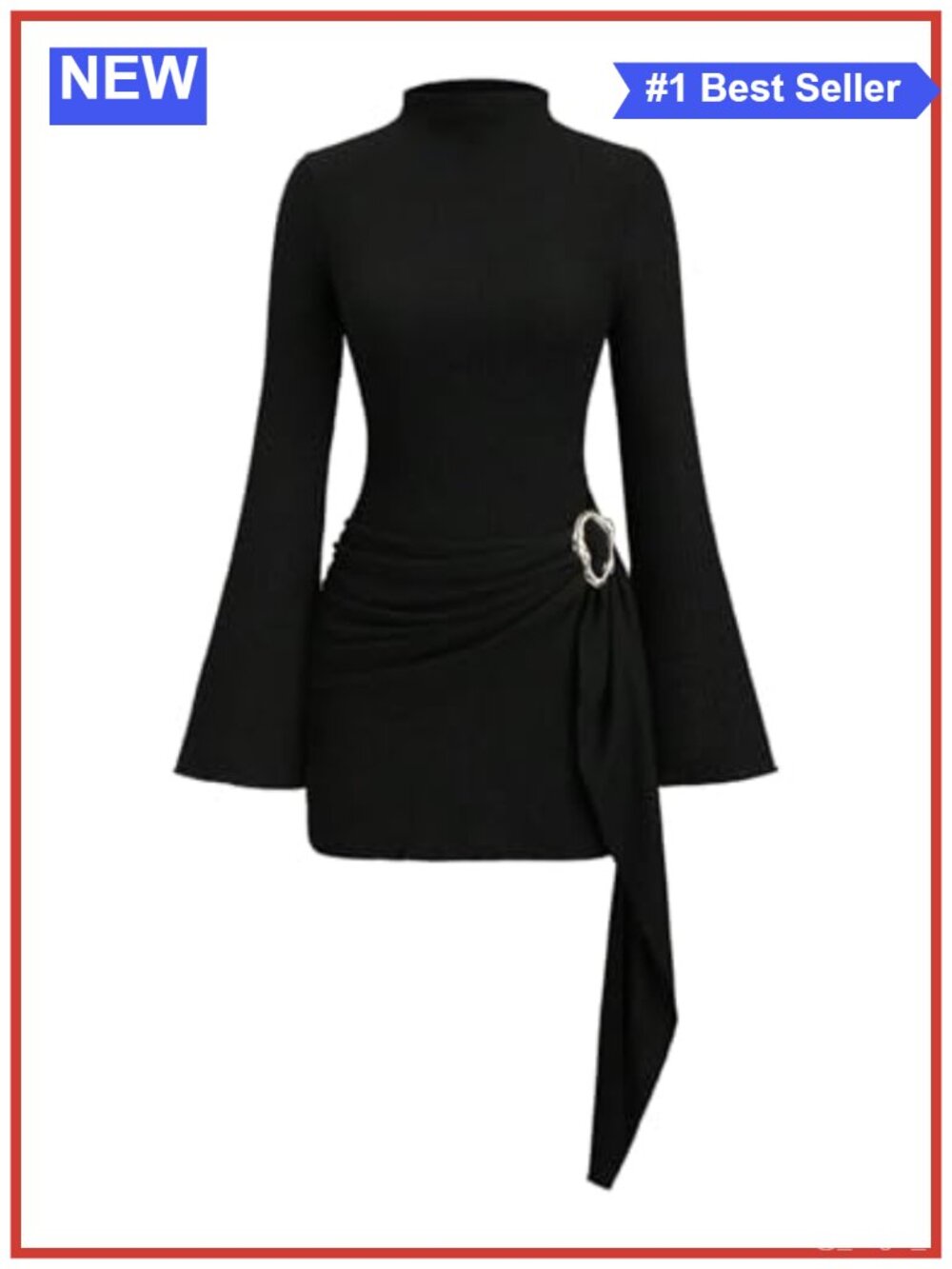 Milumia Long Sleeve Mini Dress Tie Waist Ruched Bodycon Party